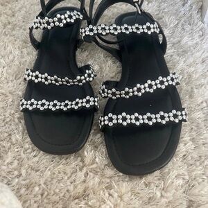 Next Black Sandals with Rhinestone Straps